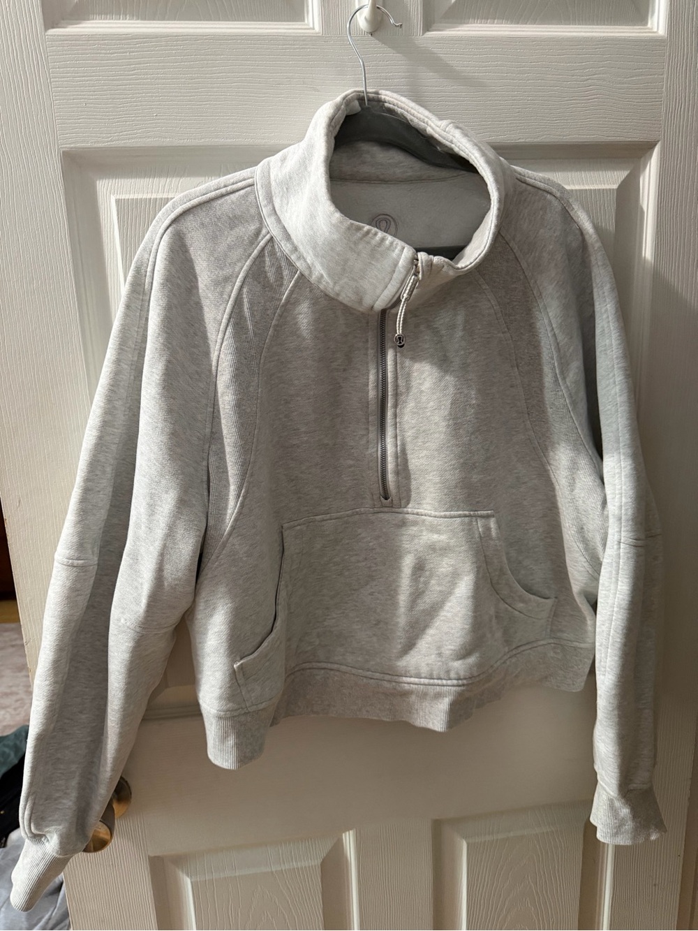 Light Gray Half-Zip Pullover Sweatshirt